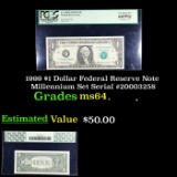 PCGS 1999 $1 Dollar Federal Reserve Note Millennium Set Serial #20003258 Graded ms64 By PCGS