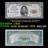 1929 $5 National Currency Note 'The Mellon National Bank of Pittsburgh PA' Type I Grades vf+