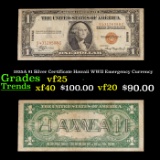 1935A $1 Silver Certificate Hawaii WWII Emergency Currency Grades vf+