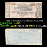 1864 $10 Confederate States Note, T68 Grades Select AU