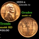 1955-s Lincoln Cent 1c Grades GEM+ Unc RD