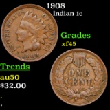 1908 Indian Cent 1c Grades xf+
