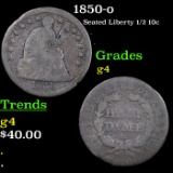 1850-o Seated Liberty Half Dime 1/2 10c Grades g, good