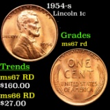 1954-s Lincoln Cent 1c Grades GEM++ Unc RD