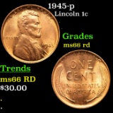 1945-p Lincoln Cent 1c Grades GEM+ Unc RD