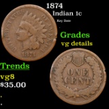 1874 Indian Cent 1c Grades vg details