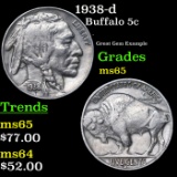 1938-d Buffalo Nickel 5c Grades GEM Unc