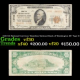 1929 $10 National Currency 'Hamilton National Bank of Washington DC' Type II Grades vf++