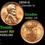 1958-d Lincoln Cent 1c Grades GEM++ RD