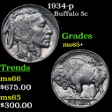 1934-p Buffalo Nickel 5c Grades GEM+ Unc