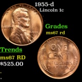 1955-d Lincoln Cent 1c Grades GEM++ Unc RD