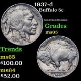 1937-d Buffalo Nickel 5c Grades GEM Unc