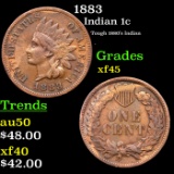 1883 Indian Cent 1c Grades xf+