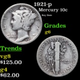 1921-p Mercury Dime 10c Grades g+