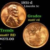 1951-d Lincoln Cent 1c Grades GEM++ Unc RD