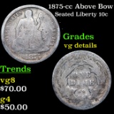 1875-cc Above Bow Seated Liberty Dime 10c Grades vg details