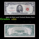 1963 $5 Red seal United States Note Grades vf++