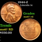 1944-d Lincoln Cent 1c Grades GEM++ Unc RD