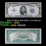 1934 $5 Blue Seal Silver Certificate Grades vf+