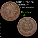 1864 Bronze Indian Cent 1c Grades vg, very good