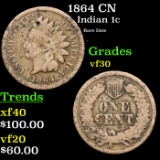 1864 CN Indian Cent 1c Grades vf++