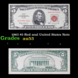 1963 $5 Red seal United States Note Grades Select AU