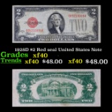 1928D $2 Red seal United States Note Grades xf