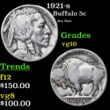 1921-s Buffalo Nickel 5c Grades vg+