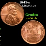 1945-s Lincoln Cent 1c Grades GEM+ Unc RB