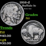 1916-d Buffalo Nickel 5c Grades f, fine