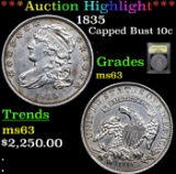 ***Auction Highlight*** 1835 Capped Bust Dime 10c Graded Select Unc BY USCG (fc)