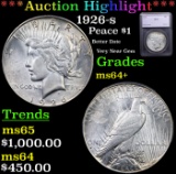 ***Auction Highlight*** 1926-s Peace Dollar $1 Graded ms64+ By SEGS (fc)