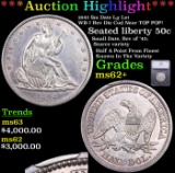***Auction Highlight*** 1842 Sm Date Lg Let Seated Half Dollar WB-102 Rev Die Cud Near TOP POP! 50c