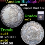 ***Auction Highlight*** 1829 Capped Bust Half Dollar 50c Graded au53 By SEGS (fc)