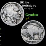 1914-s Buffalo Nickel 5c Grades g+