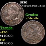 1830 Capped Bust Half Dime 1/2 10c Grades vf details