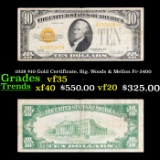 1928 $10 Gold Certificate, Sig. Woods & Mellon Fr-2400 Grades vf++
