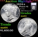 ***Auction Highlight*** 1924-s Peace Dollar $1 Graded ms64 BY SEGS (fc)