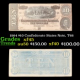 1864 $10 Confederate States Note, T68 Grades xf+