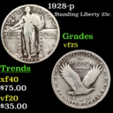 1928-p Standing Liberty Quarter 25c Grades vf+