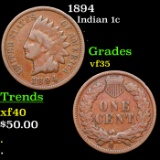 1894 Indian Cent 1c Grades vf++