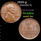 1935-p Lincoln Cent 1c Grades GEM Unc BN
