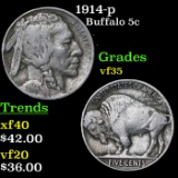 1914-p Buffalo Nickel 5c Grades vf++
