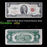 1953 $2 Red Seal United States Note Grades vf++