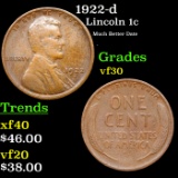 1922-d Lincoln Cent 1c Grades vf++