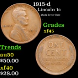 1915-d Lincoln Cent 1c Grades xf+