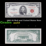 1963 $5 Red seal United States Note Grades Select AU