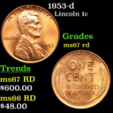 1953-d Lincoln Cent 1c Grades GEM++ Unc RD