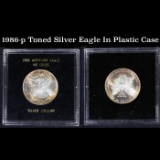1986-p Toned Silver Eagle In Plastic Case