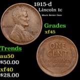 1915-d Lincoln Cent 1c Grades xf+